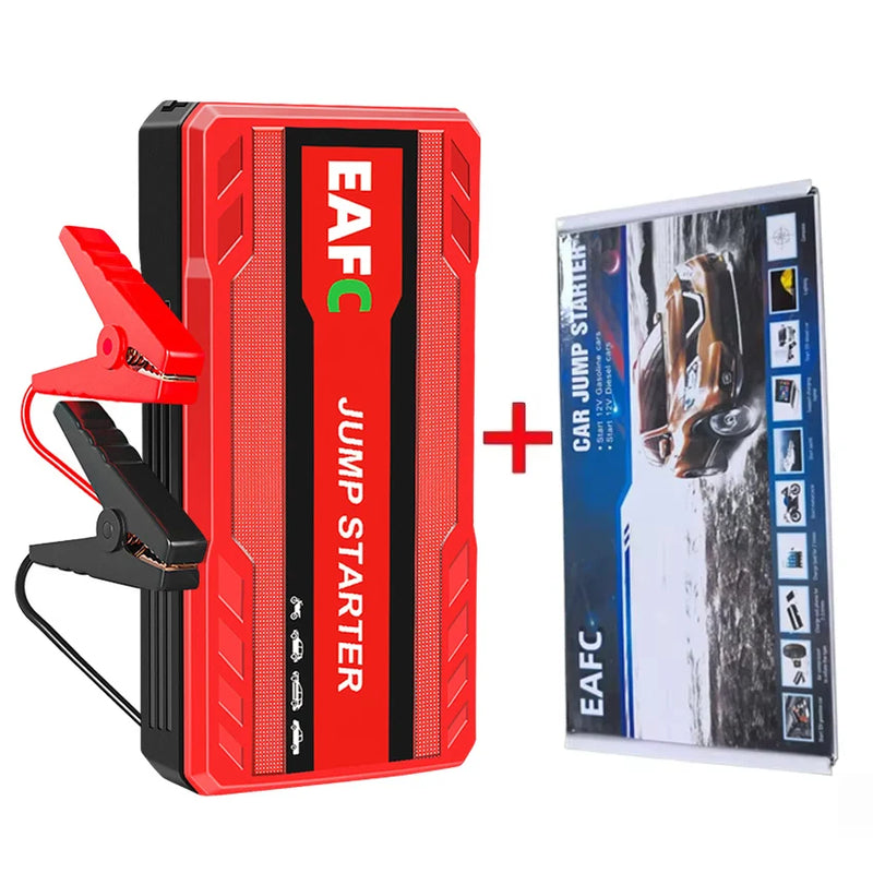 	EAFC 12V car jump starter — compatible with motorcycles, cars, trucks, boats and ATVs
