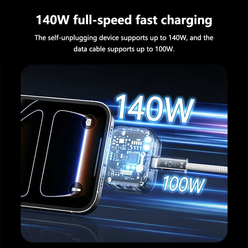 140W full-speed fast charging USB-C adapter with 100W cable support