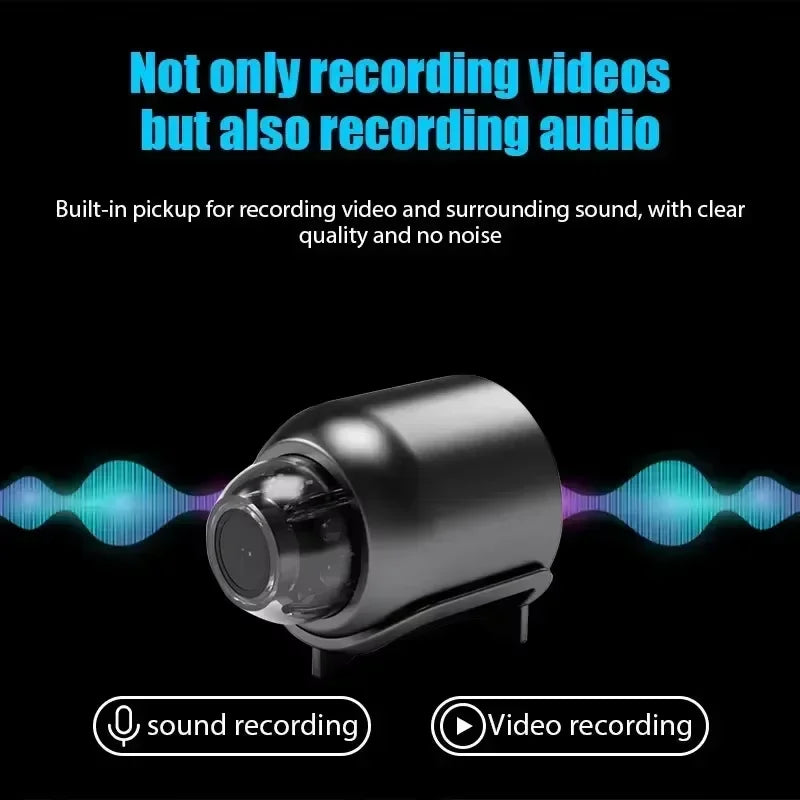 Mini WiFi security camera X5 — built-in microphone for audio and video recording simultaneously