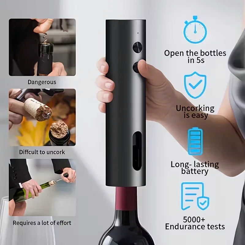 Electric Wine Opener Set — USB-C Rechargeable, Foil Cutter, Pourer & Vacuum Stopper