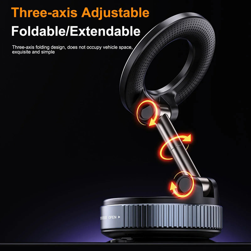 360° Magnetic Car & Desk Mount — Vacuum Suction Phone Holder with 16-Magnet Array