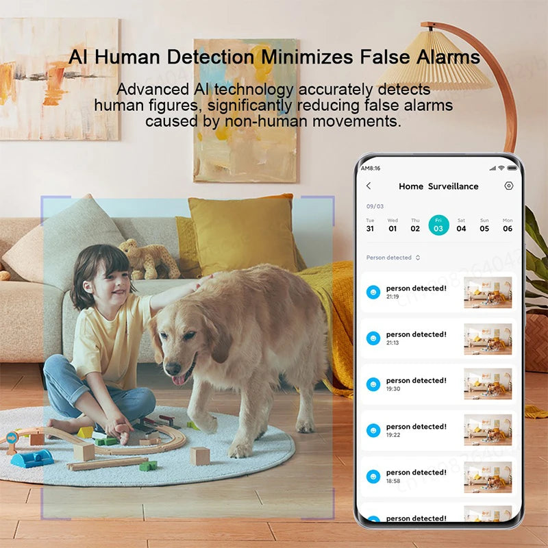 	Xiaomi Mi 360° home security camera 2K — app remote viewing on smartphone with live feed