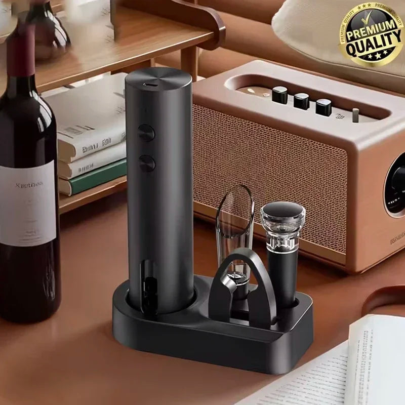 Electric Wine Opener Set — USB-C Rechargeable, Foil Cutter, Pourer & Vacuum Stopper