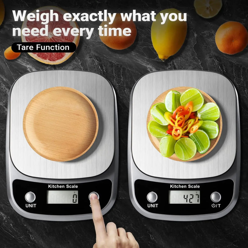 Digital Kitchen Scale — Stainless Steel, LED Display, 5kg & 10kg Variants