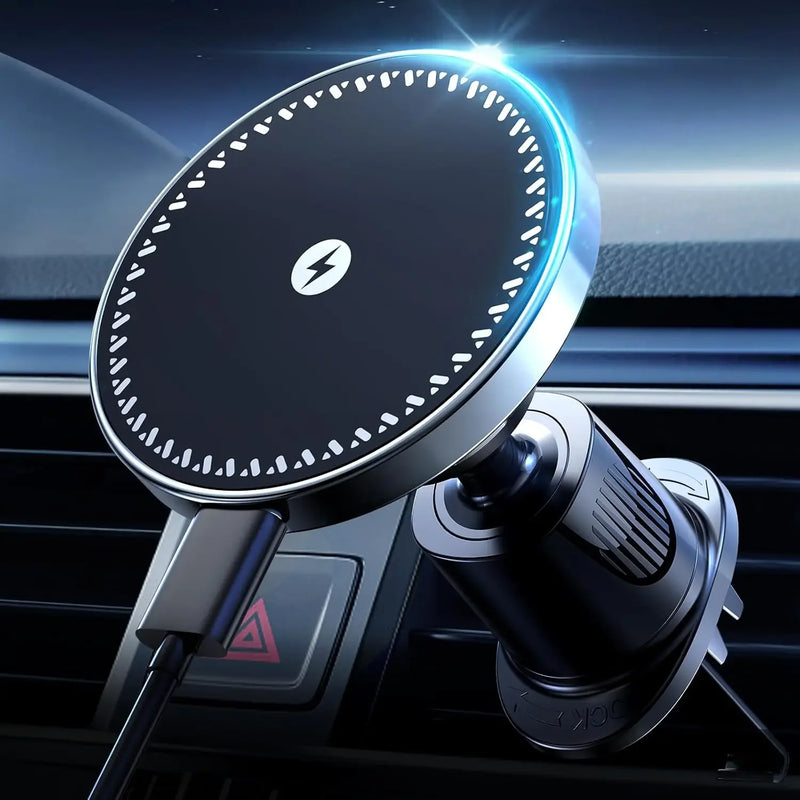 Lekente magnetic wireless car charger 15W — 15W fast wireless charging highlight graphic