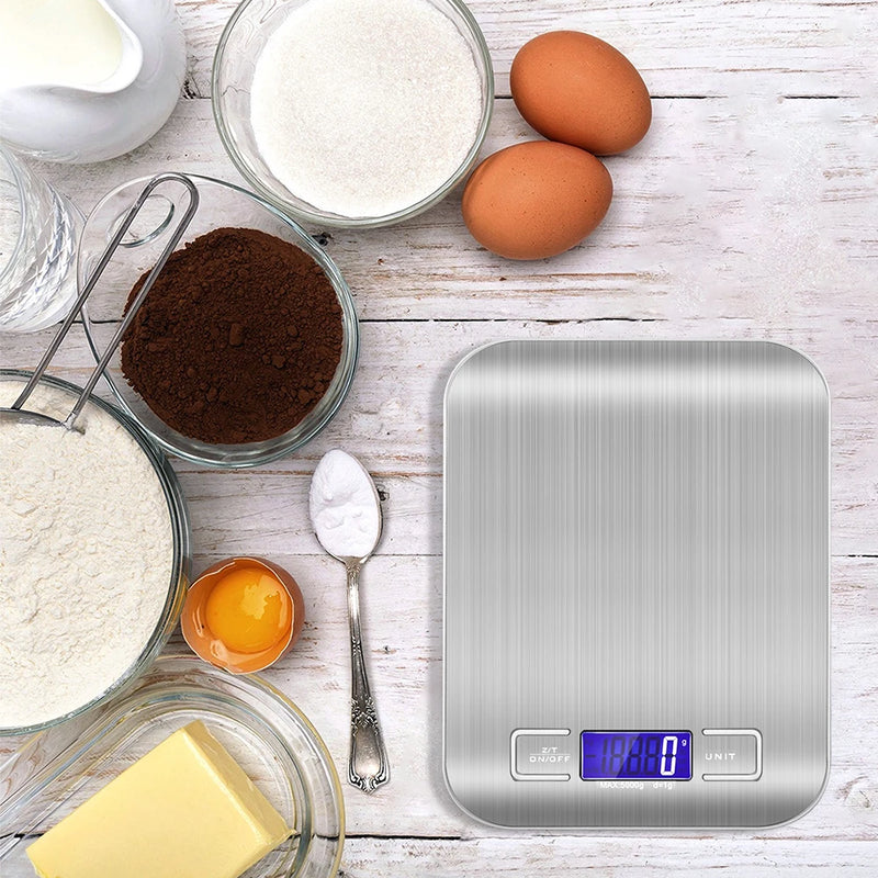 Digital Kitchen Scale — Stainless Steel, LED Display, 5kg & 10kg Variants