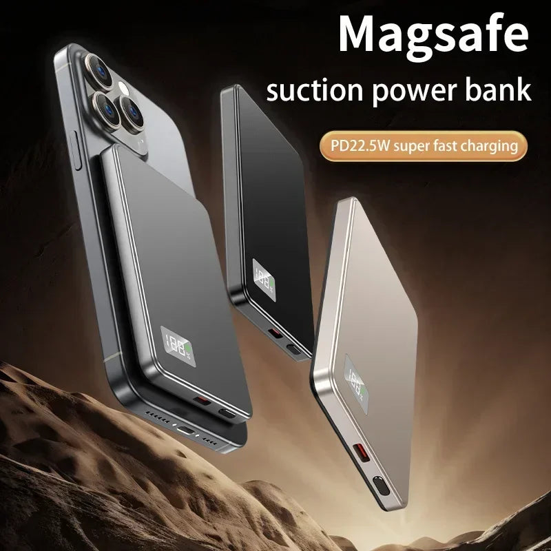 Magnetic Wireless Power Bank — PD 22.5W Fast Charge | MagSafe Compatible