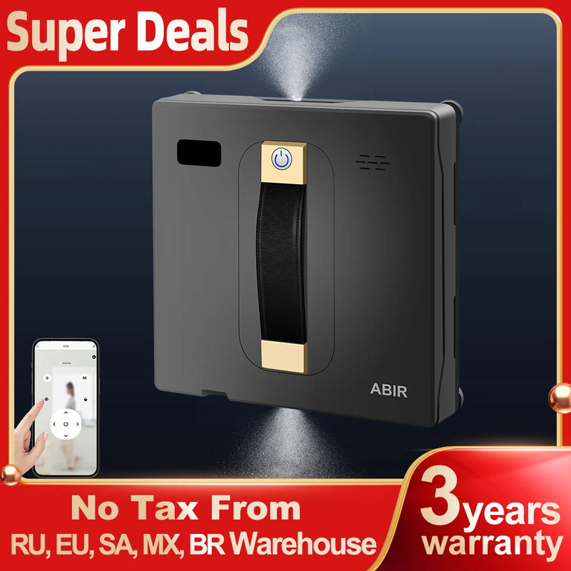 	ABIR WD8 robot window cleaner with dual water spray and app control — 3 years warranty, ships from EU/RU/SA/MX/BR warehouse