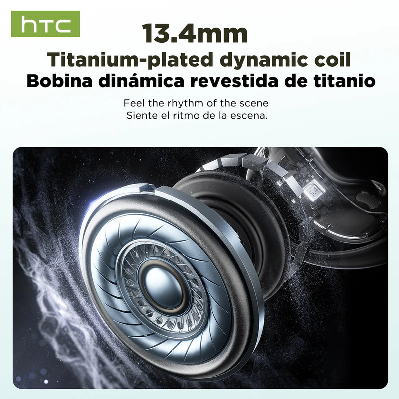 HTC NE19 AI translation earbuds — Bluetooth 5.4 connectivity specs, low latency pairing with iOS and Android