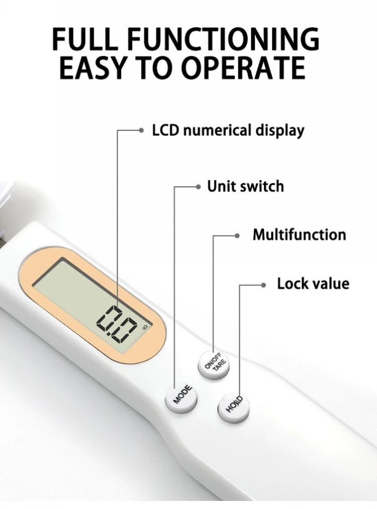 Digital Precision Weighing Spoon — 0.1g Accuracy, LED Display, 500g Capacity