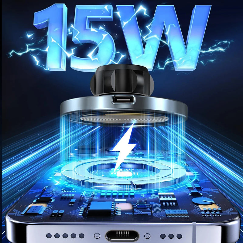 	Lekente magnetic wireless car charger — compatible with iPhone 16/15/14/13/12 series directly, other phones require magnetic case