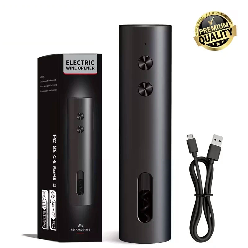 Electric Wine Opener Set — USB-C Rechargeable, Foil Cutter, Pourer & Vacuum Stopper