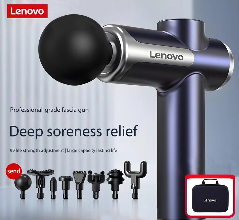 Lenovo portable massage gun with ball head attachment — 8h battery endurance, large capacity lithium battery