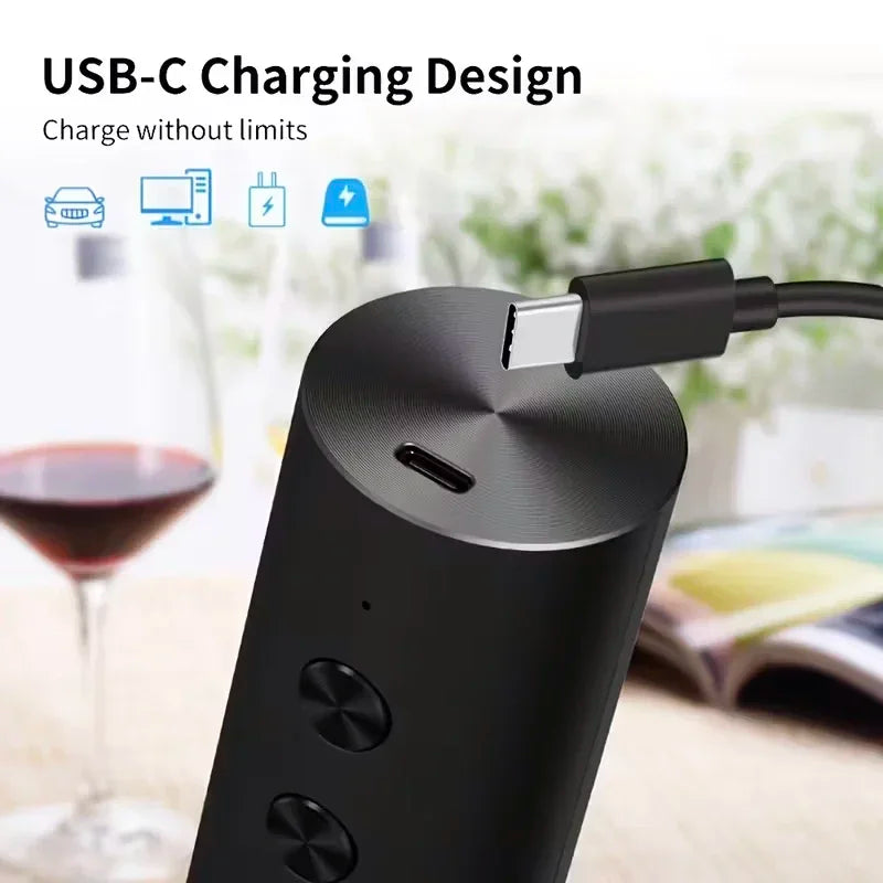 Electric Wine Opener Set — USB-C Rechargeable, Foil Cutter, Pourer & Vacuum Stopper
