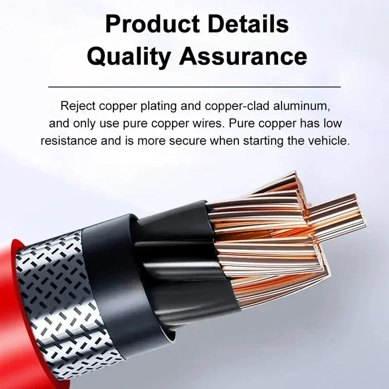Close-up of high-quality copper cables used in the 12V Car Jump Starter for better vehicle starting performance.