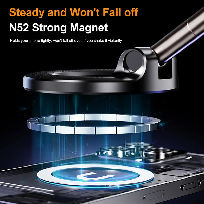 360° Magnetic Car & Desk Mount — Vacuum Suction Phone Holder with 16-Magnet Array