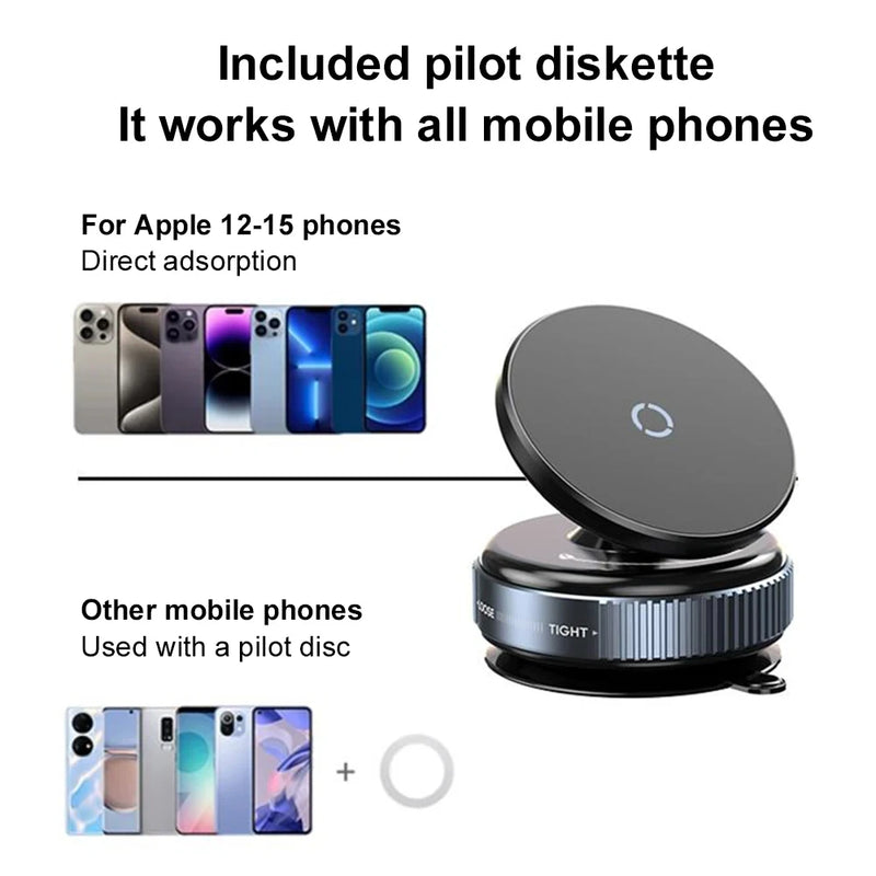 360° Magnetic Car & Desk Mount — Vacuum Suction Phone Holder with 16-Magnet Array