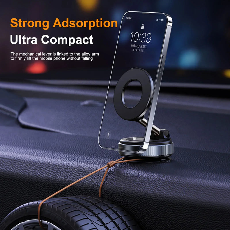 360° Magnetic Car & Desk Mount — Vacuum Suction Phone Holder with 16-Magnet Array